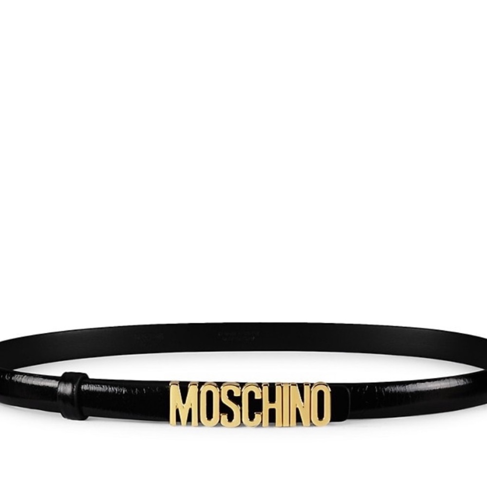 MOSCHINO Skinny Leather Logo Belt